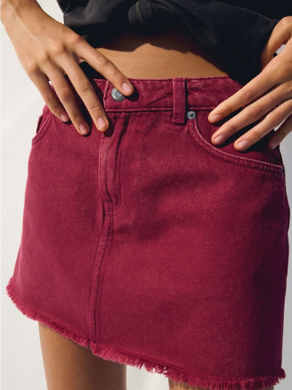 H&M Fuchsia Denim Mini Skirt